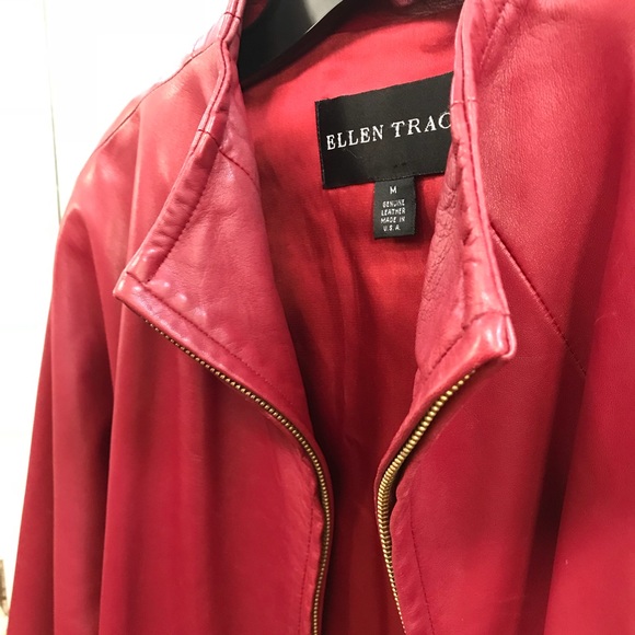 Ladies red leather coat - Picture 5 of 6